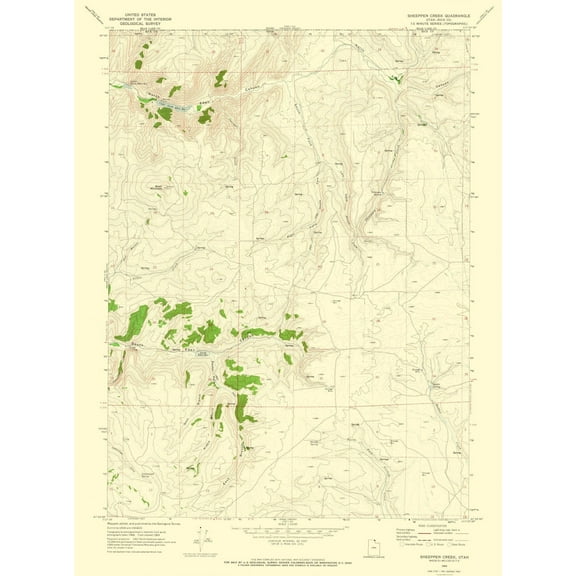 Topographical Map - Sheeppen Creek Utah Quad - USGS 1969 - 23 x 30.98 - Vintage Wall Art