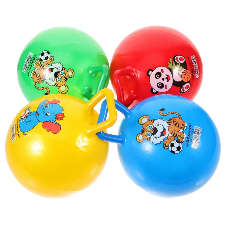 Qumonin 4pcs Inflatable Animal Hopper Ball with Handle for Kids 22cm Random Color