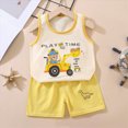 thumbnail image 2 of TOWED22 Baby Boy Shorts Set Summer Clothes Short Sleeve Striped Pocket Tshirt and Shorts Casual Toddler Boy Outfits(Light Yellow,18-24 M), 2 of 4