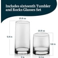 thumbnail image 3 of Juego de 16 Vasos de Vidrio Cabos de 467 ml y 319 ml, 3 of 6