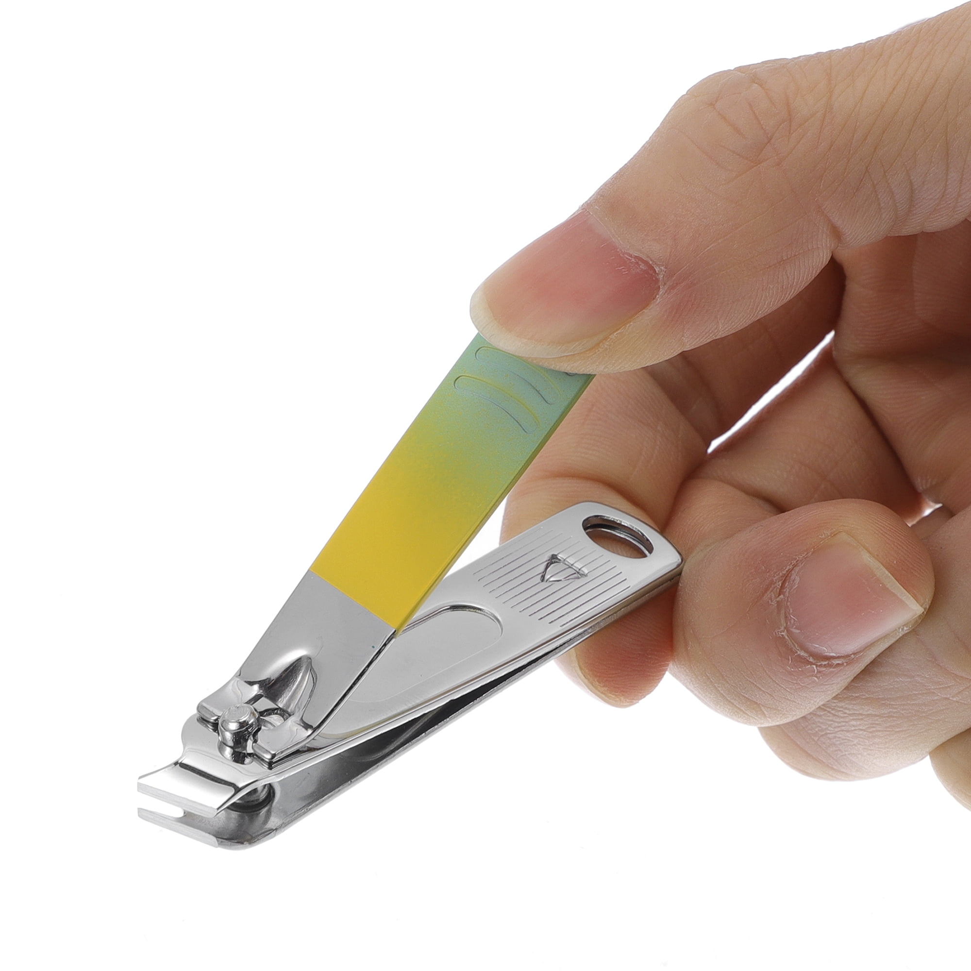 Unique Bargains Round Tail Nail Clippers Set 4 Pcs Yellow, Green