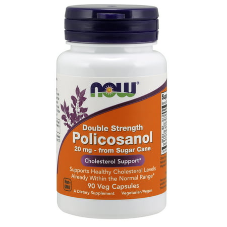 NOW Supplements, Policosanol 20 mg, Double Strength, Blend of Long-Chain Fatty alcohols (LCFAs) Derived from Sugar Cane, 90 Veg