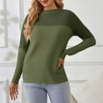 thumbnail image 5 of Stichou Women's Pullover Sweaters Casual Long Sleeve Crewneck Loose Knit Jumper Tops Army Green 2XL, 5 of 5