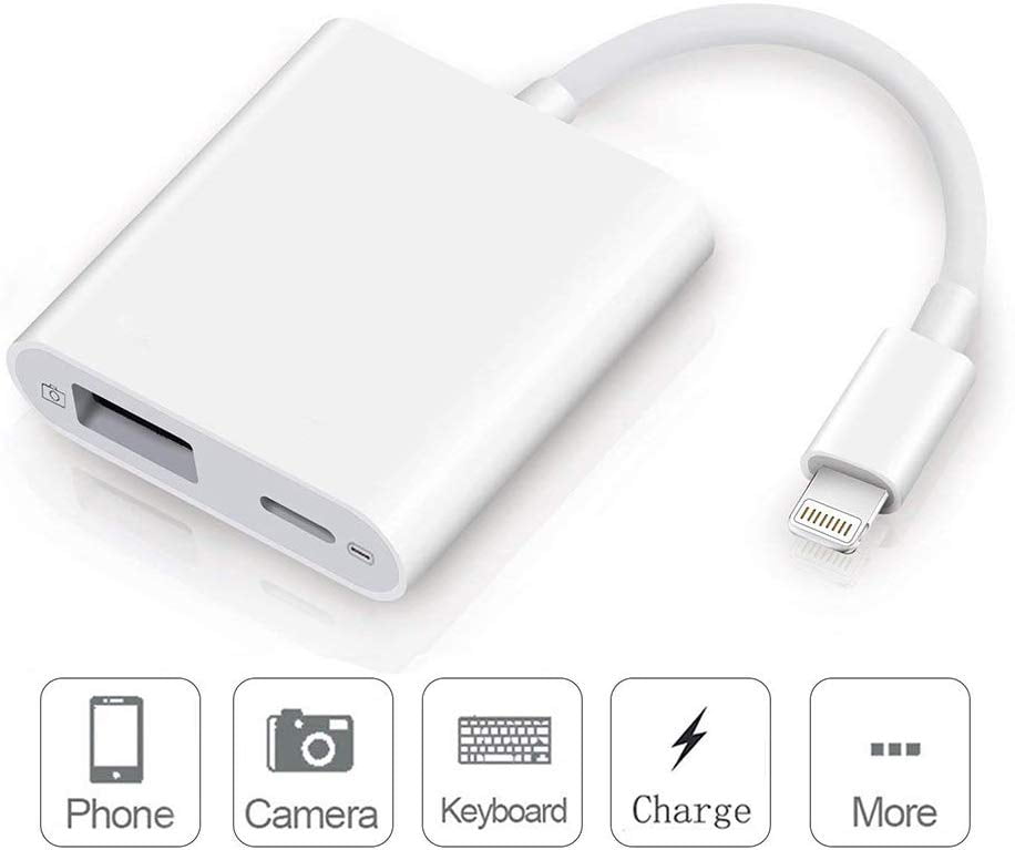 Prestatie bericht Blijkbaar USB Camera Adapter with Charging Port, USB 3.0 Female OTG Cable Compatible  with iPhone 11 Pro X 8 7 6 iPad, Support iOS 13 and Before, USB Flash  Drive, Card Reader, Keyboard, upto 500mAh(White) - Walmart.com