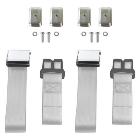 safeTboy  Gray & Grey Lap Bucket Seat Belt Kit with Bracketry for 1944-1952 Jeep Willys Airplane 2 Point - 2 Belts