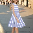 thumbnail image 7 of Kovlvoll Toddler Girls' Dress Summer Clothes Sleeveless Round Neck Striped Dresses 3-14 Years, 7 of 7