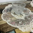 thumbnail image 6 of 2Pcs Vintage Oval Lace Table Placemats Exquisite Flower Embroidered Doilies Vase Mat 12.2 X 16.9 Inch, 6 of 8