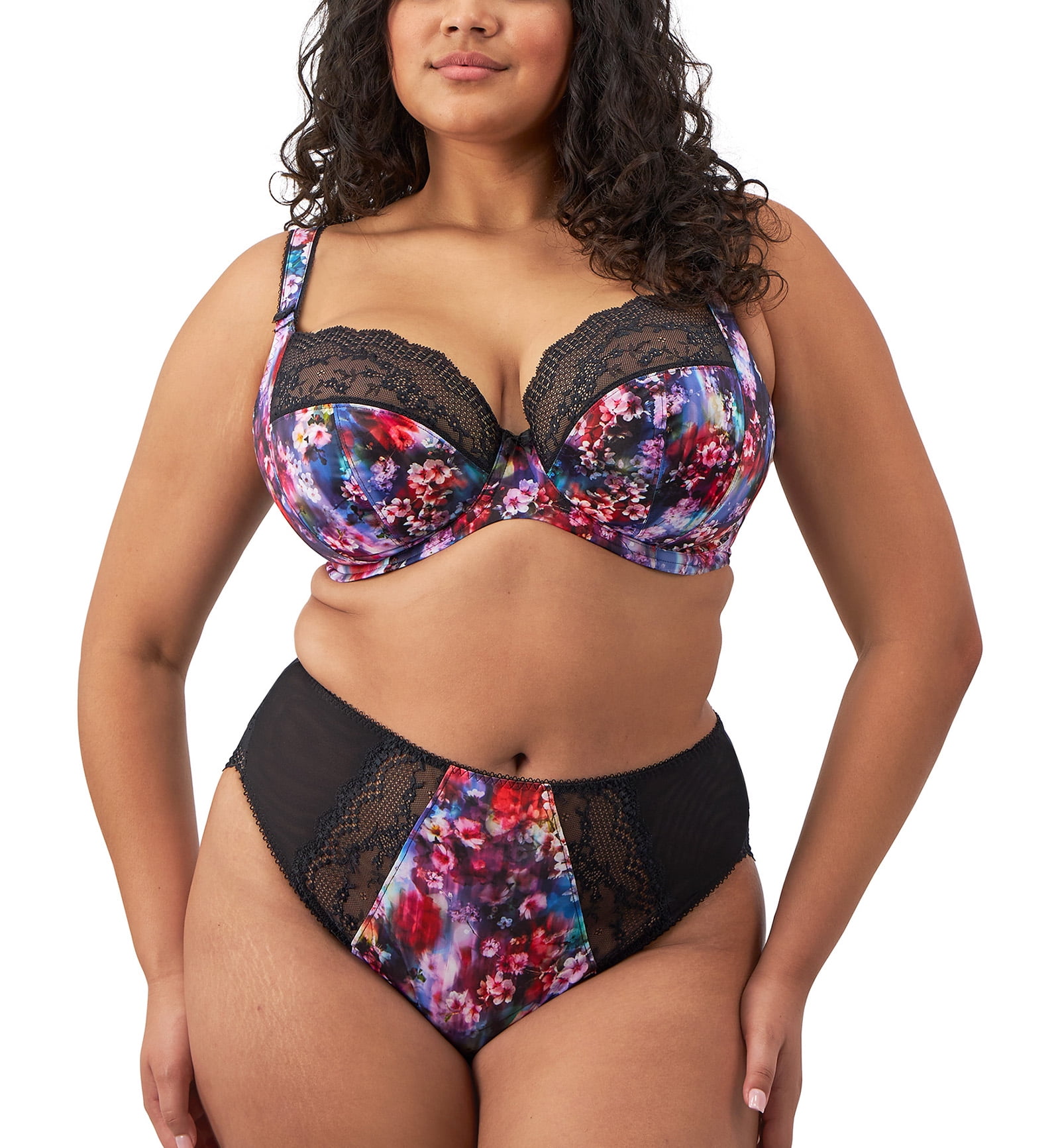 Elomi Lucie Banded Stretch Lace Plunge Underwire Bra (4490),38FF,Cherry Blossom