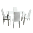 thumbnail image 5 of Tcbosik 5-Piece Dining Set, Modern Kitchen Table with Glass Top and Metal Legs, 4 Upholstered Leather Chairs, Kitchen Dining Set for Home & Dining Room, Creamy White, 5 of 8