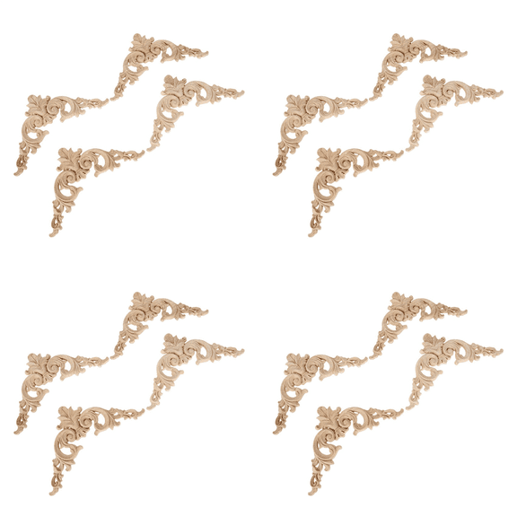 16Pcs Wood Carved Mouldings Corner Onlay Applique European Style Home Decor 20X20cm
