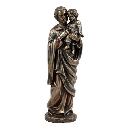 Child Sculpture - Ebros Saint Joseph Carrying Child Jesus Figurine 11.25