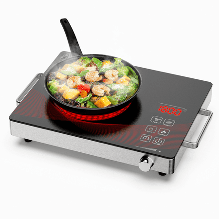 Infrared Hot Plates for Cooking Electric Stove Top, Portable Small Countertop Single Burner with Knob Control, 2200W Ceramic Glass Infrared Camp Stove