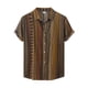 thumbnail image 5 of Camisa de Hombre Inspire Chic de Rayas Verticales, con Botones, Cuello de Punta, de Manga Corta, M Marrón Caqui, 5 of 6