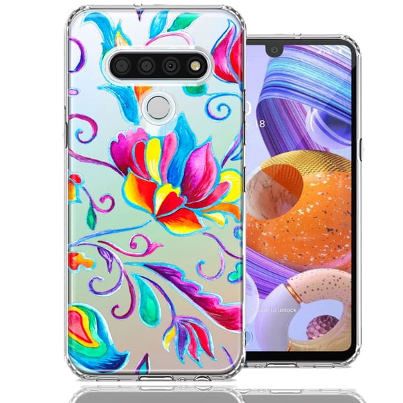 MUNDAZE Case For LG K51 Bright Colors Rainbow Water Lilly Floral Phone Cover