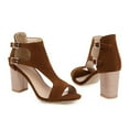 thumbnail image 2 of SACFOF Womens Suede Peep Toe Chunky Heels Ankle Booties Cut Out Chunky Block Heeled Sandals Comfortable & Stylish Peep Toe Sandal, Ideal for Work, Parties & Casual Wear, 2 of 6