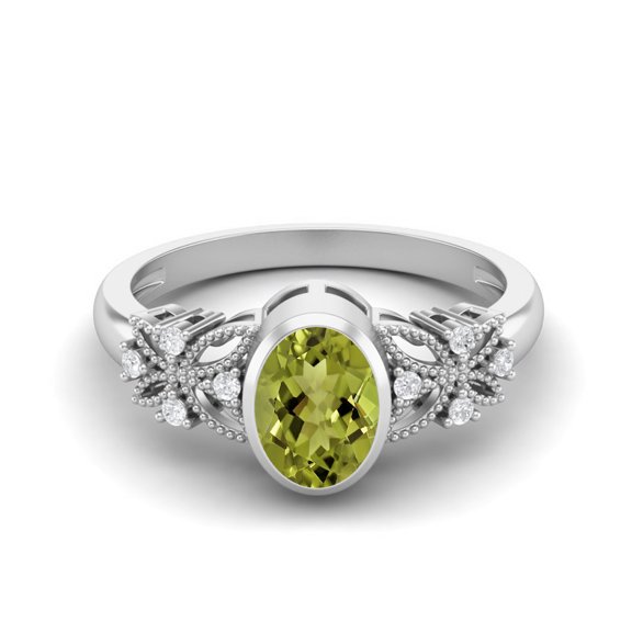 7X5mm Oval Shape Peridot 925 Sterling Silver Celtic Shank Solitaire Mother's Day Gift Ring