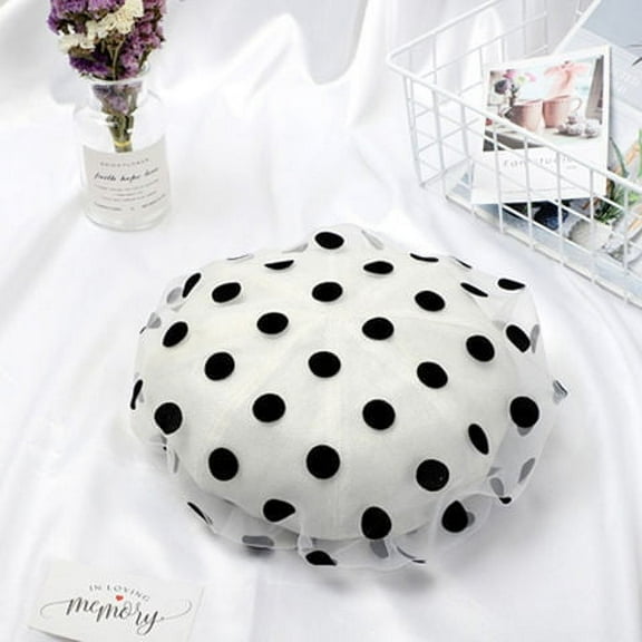 COCOpeaunt Fashion Organza Dot Beret for Women Autumn Summer New Elegant Gauze Cute Cap French Fashion Mushroom Hat Lolita Cap Women Berets