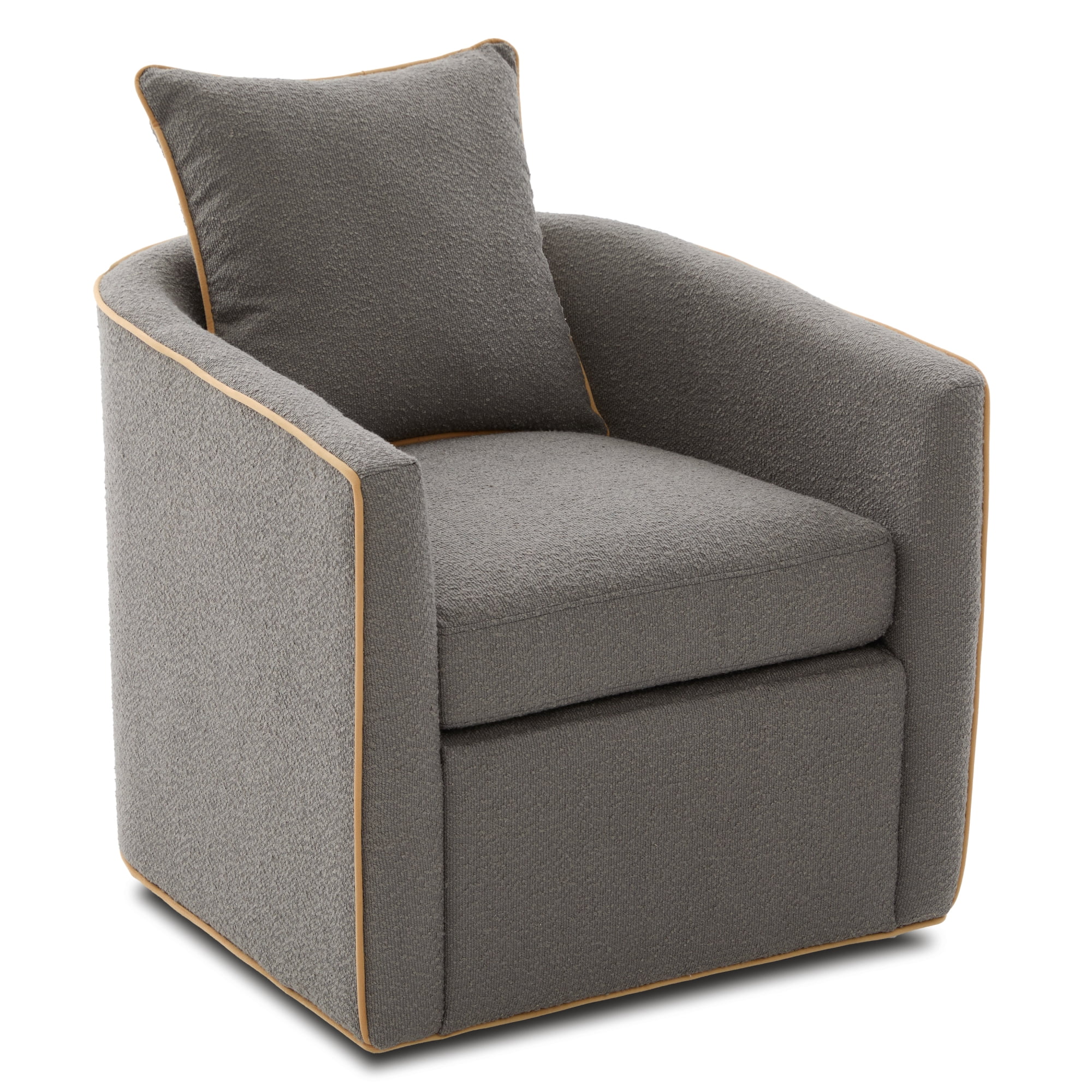 Leumius Swivel Accent Chair, Upholstered Club Chair Barrel Sofa Chair for Living Room, Reading Corner and Small Spaces, Light Grey