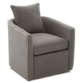 thumbnail image 5 of Leumius Swivel Accent Chair, Upholstered Club Chair Barrel Sofa Chair for Living Room, Reading Corner and Small Spaces, Light Grey, 5 of 9
