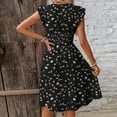thumbnail image 4 of Tank Dresses For Women, Floral Smocked Waist Boho Midi Dress With Ruffle Sleeves, Loose Fit Casual Summer Dress 2025 Wedding Guest Party Prom Dress Pink Corset Dresses Casual (XXL, Black) ZMTing, 4 of 4