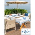 thumbnail image 4 of Outdoor Tablecloth with Umbrella Hole and Zipper, Navy Blue Snowflake Rectangle Table Cloth 60x84 Inch Waterproof Tablecloth, Christmas Winter Vintage White Stripes Picnic Table Cover for Patio, 4 of 7