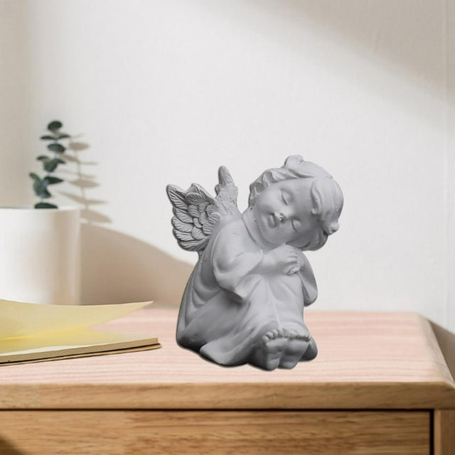 Baohd Figurine d'Ange Fille en Résine Gracieuse Statue Décorative Accent de Bureau Réflexion Droite 1Ensemble