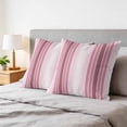 thumbnail image 6 of 16x16 Pillow Covers Set of 2, Pink Ombre Stripe Square Throw Pillow Covers for Couch/Sofa/Living Room, Farmhouse Simple Striped Decorative Soft Pillowcases for Couch Throw Pillows with Hidden Zipper, 6 of 9