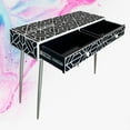 thumbnail image 3 of FUSION Sleek Geometric Bone Inlay Desk Black Ready to Ship, 3 of 4