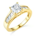thumbnail image 2 of Wellingsale Ladies Solid 14k Yellow Gold Polished CZ Cubic Zirconia Princess Cut Engagement Ring with Side Stones - Size 9, 2 of 6