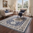 thumbnail image 4 of GENIMO 2'x6' Runner Rug, Machine Washable Non Slip Low Pile Hallway Runner Rug for Kitchen Laundry Room, Persian Diamond, AZURE, 4 of 5
