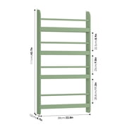 Homfa 4-Tier Wall Bookshelf, 43.7H Wall Mounted Kids Bookshelf, Book Storage Rack for Kids Room, Green