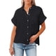 thumbnail image 1 of Parte Superior De La Moda Blusas básicas de algodón Ropa diaria de manga corta para mujer de corte holgado (Negro S) Ygjytge para Mujer Negro T L, 1 of 7