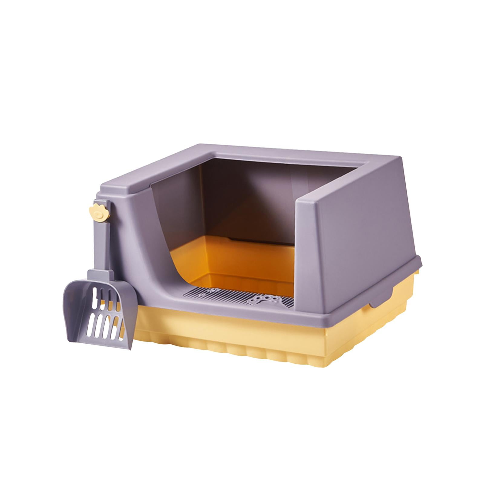Bvdfgk Cat Litter Box Litter Tray Bottom Detachable Semi Enclosed with Portable Antiing Purple L