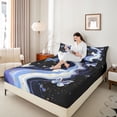 thumbnail image 4 of Homewish 4pcs Dreamy Cartoon Butterfly Sheet Set, Queen - Marble (Galaxy Stars), 4 of 7