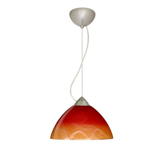 1KX-4201SL-LED-SN-Besa Lighting-Tessa-One Light Cord Pendant with Flat Canopy-10.5 Inches Wide by 5.5 Inches High-Satin Nickel Finish-Solare Glass