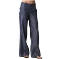 thumbnail image 2 of ClodeEU Low Waisted Wide Leg Jeans For Woman, Work Pant ,Casual Baggy Denim Pants Dark Blue,Womens Plus L, 2 of 8