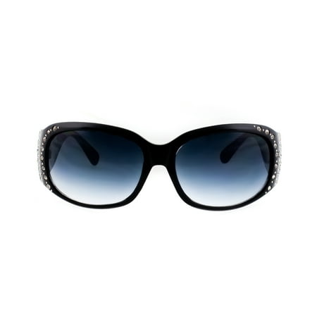 MLC Eyewear 'Nova' Crystal Gemmed Rhinestone Rectangle Fashion Sunglasses Black