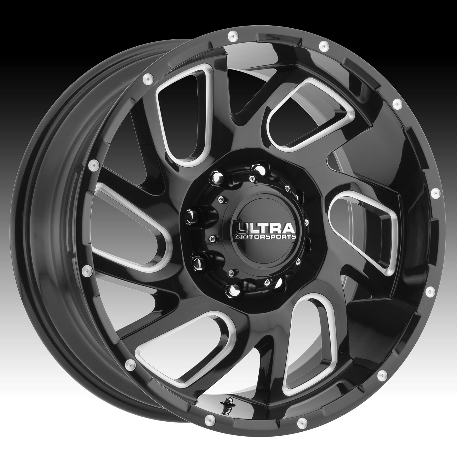 Ultra 221BM Carnage 20x10 6x139.7 -25et Gloss Black CNC Milled Accents Wheel