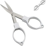 Small Folding Scissors Portable Mini Scissors Stainless Steel Stretch Travelling Cutting Tool in Silver