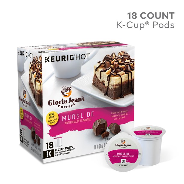 Gloria Jean's Mudslide Keurig SingleServe KCup Pods, Medium Roast Coffee, 18 Count