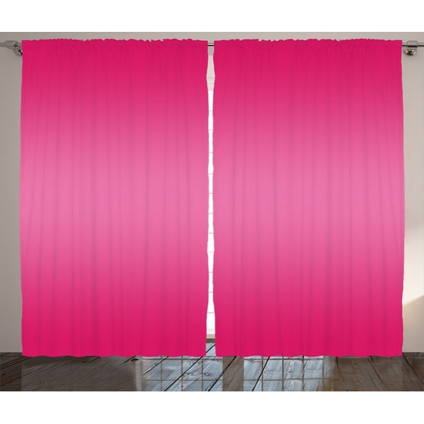 Ombre Curtains 2 Panels Set, Princess Pink Inspired Fuchsia Modern Design Ombre for Room