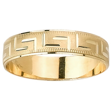 - 18K Two Tone Gold Greek Key Modern Men's Wedding Band (5mm)