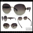 thumbnail image 2 of Womens Rimless Bevel Lens Flower Jewel Hinge Round Fashion Sunglasses Gold Brown - Brown, 2 of 8