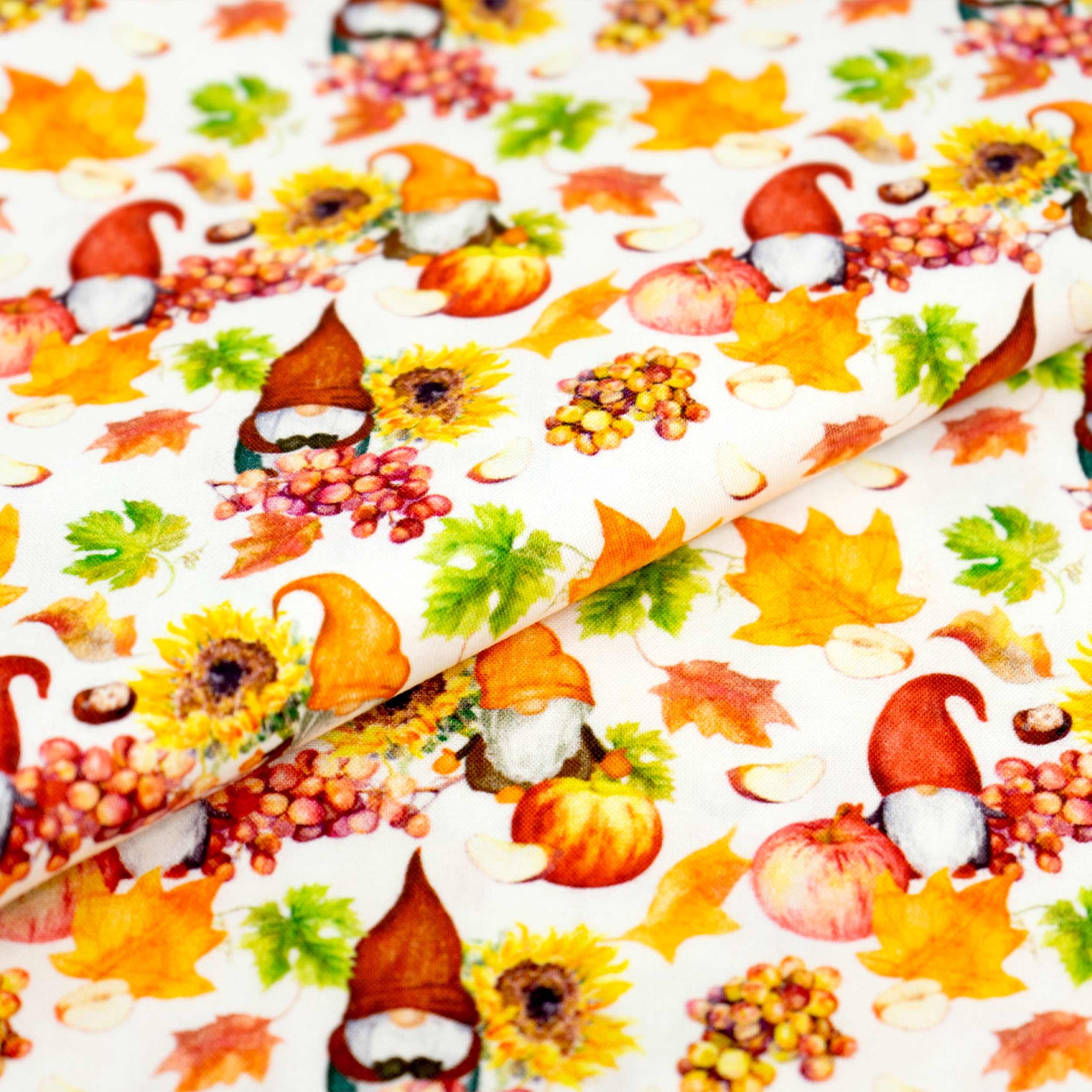 Singer Fabrics, 100% Cotton, Craft Quilting, Autumn cute gnomes, 3 Yard Precut