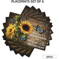 thumbnail image 3 of Retro Sunflower Table Placemats Set of 6 Vintage Plants Floral Butterfly Rustic Farmhouse Wooden Board Decor Table Placemats for Living Room Kitchen Party Holiday Dinner Home Decorate, 3 of 6