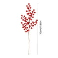 thumbnail image 2 of 5-prong Artificial Red Berry Branchs - Christmas Desktop Decor, Faux Red Fruit Branches for Flower Pots & Tabletop Arrangements, Festive Insert Decoration for Christmas Home Ambience, 19.68in, Red, 2 of 5