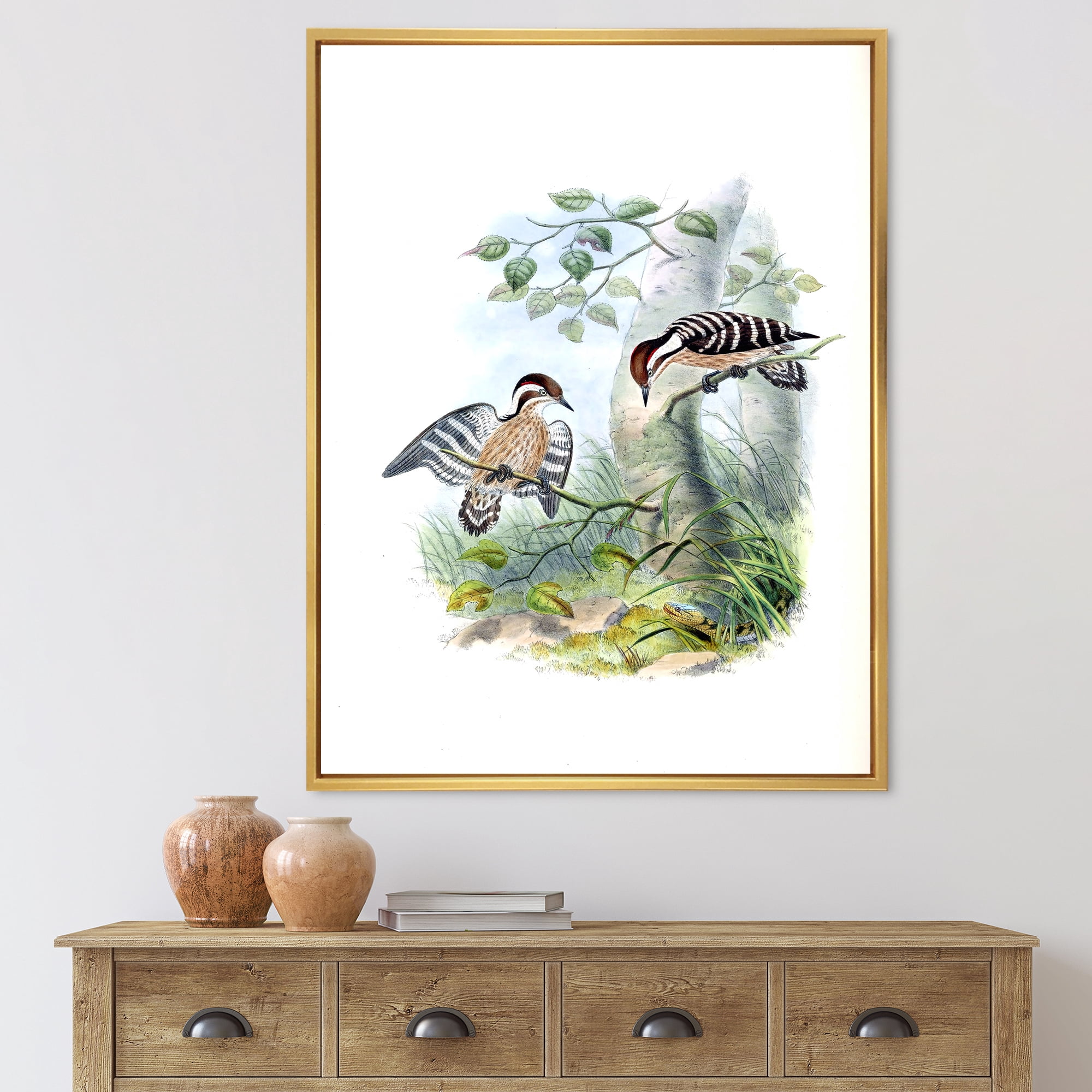 Designart 'Ancient Birds In The Wild I' Traditional Framed Canvas Wall Art Print