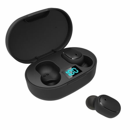 Bluetooth Wireless Earbuds in Black, Wireless Stereo Earbuds with Noise Cancellation Feature, with Smart LED Display Charging Box Case