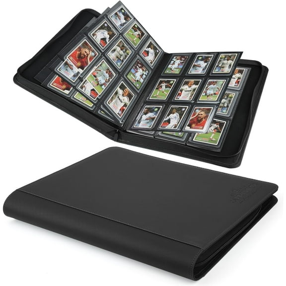 Toploader Binder,Toploader Hard Cases, 9-Pocket Pages Sleeves Hold up 288 Cards.Toploader Card Binder with Sleeves for “3×4” rigid，Card Holder(black)
