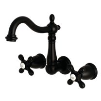 Kingston Brass KS1250AX 8-Inch Center Wall Mount Bathroom Faucet, Matte Black
